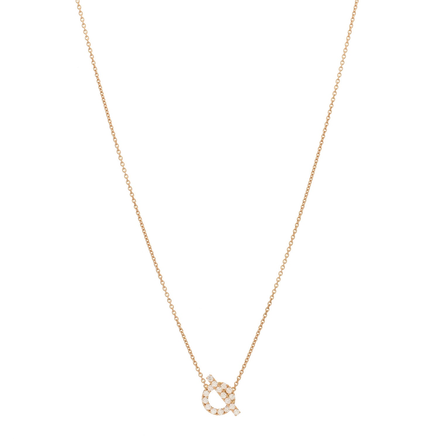 Hermes 18K Rose Gold Diamond Finesse Pendant Necklace 1 of 3
