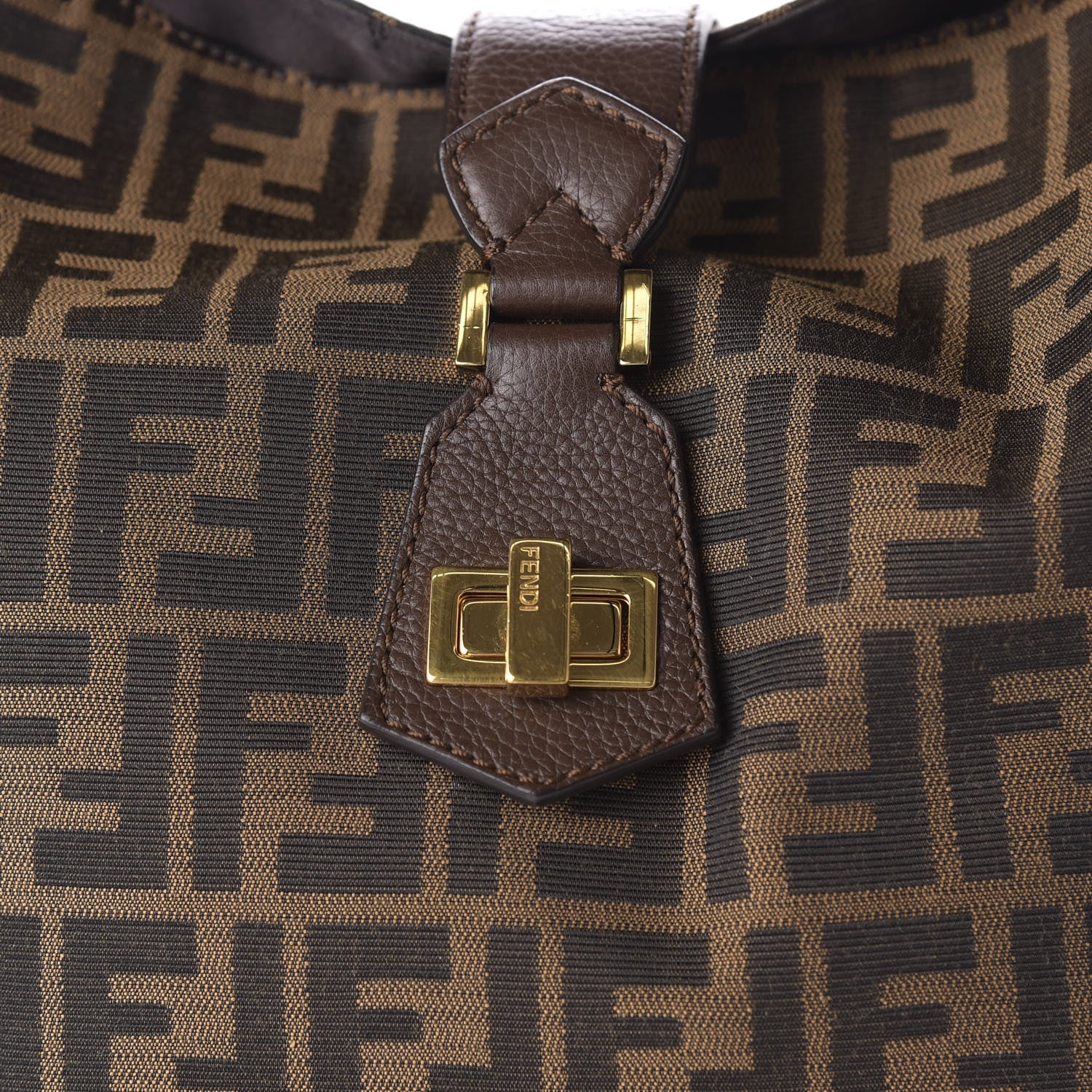 Fendi Zucca Vitello Artic Small Clasp Top Hobo Bag Tobacco Castagna 10 of 10