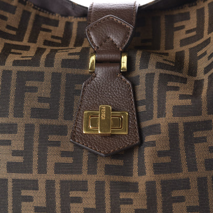 Fendi Zucca Vitello Artic Small Clasp Top Hobo Bag Tobacco Castagna 10 of 10