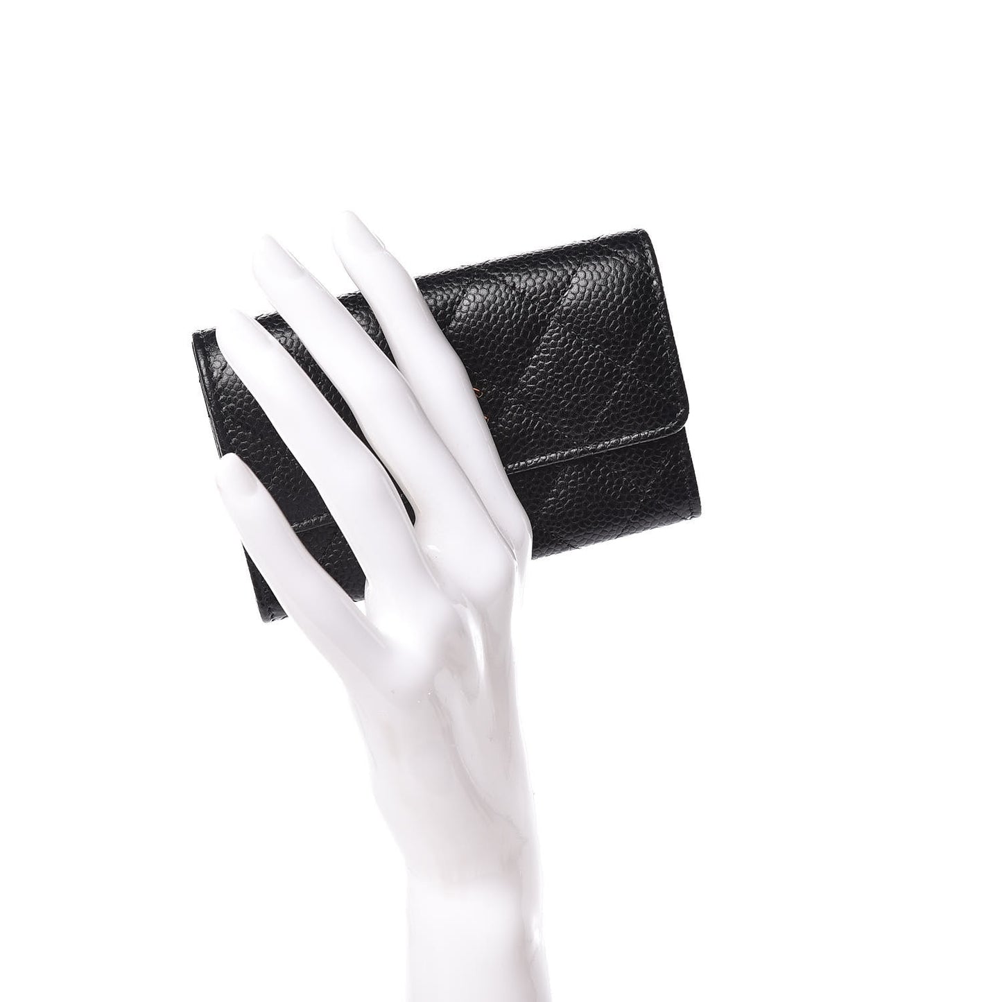 Caviar Quilted Flap Card Holder Black