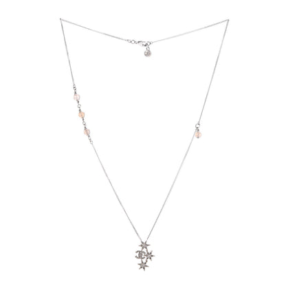 Chanel Crystal Bead CC Star Necklace Silver 3 of 5