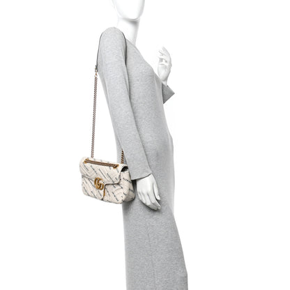 Gucci X BALENCIAGA Calfskin Matelasse Logo Print Small GG Marmont Shoulder Bag White 2 of 11