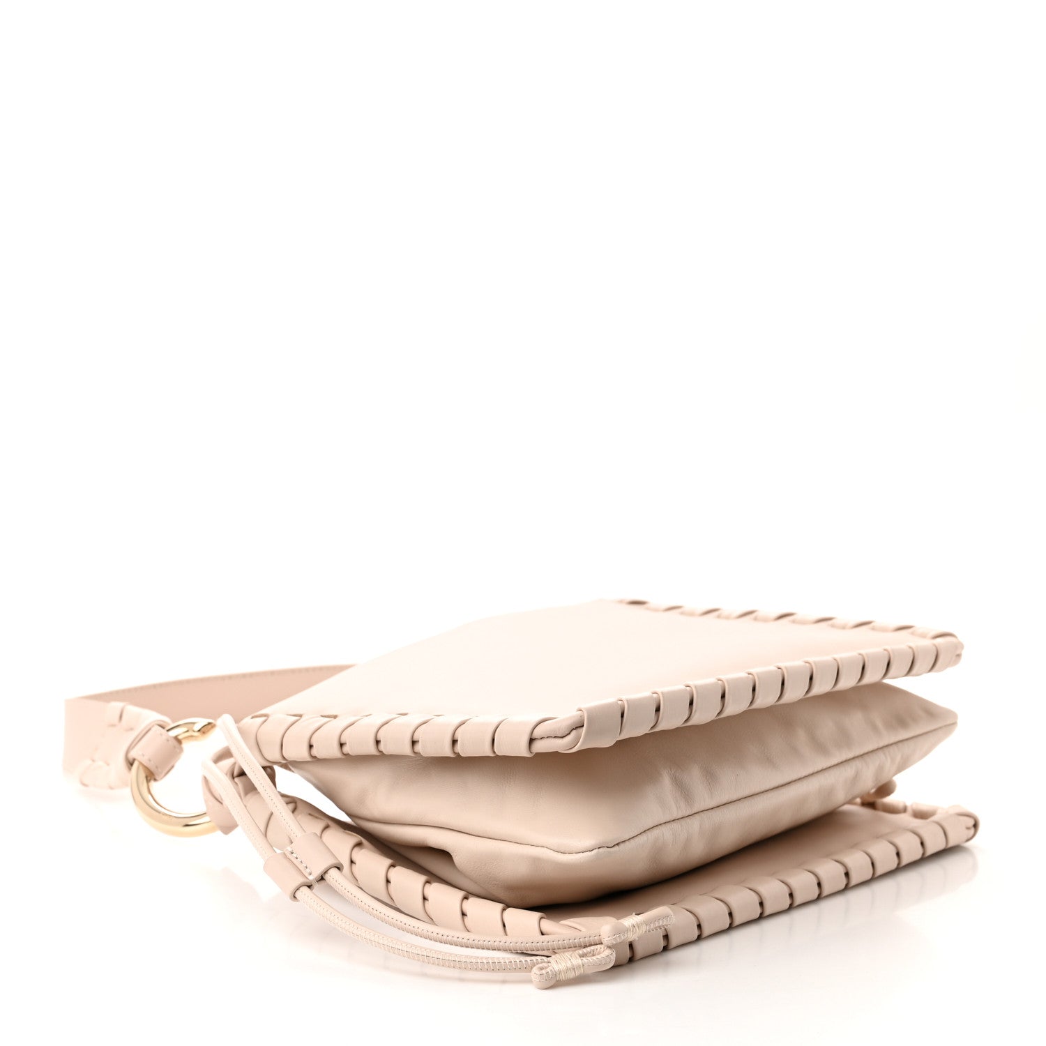 Chloe Calfskin Mate Woven Drawstring Shoulder Bag Nude 4 of 11