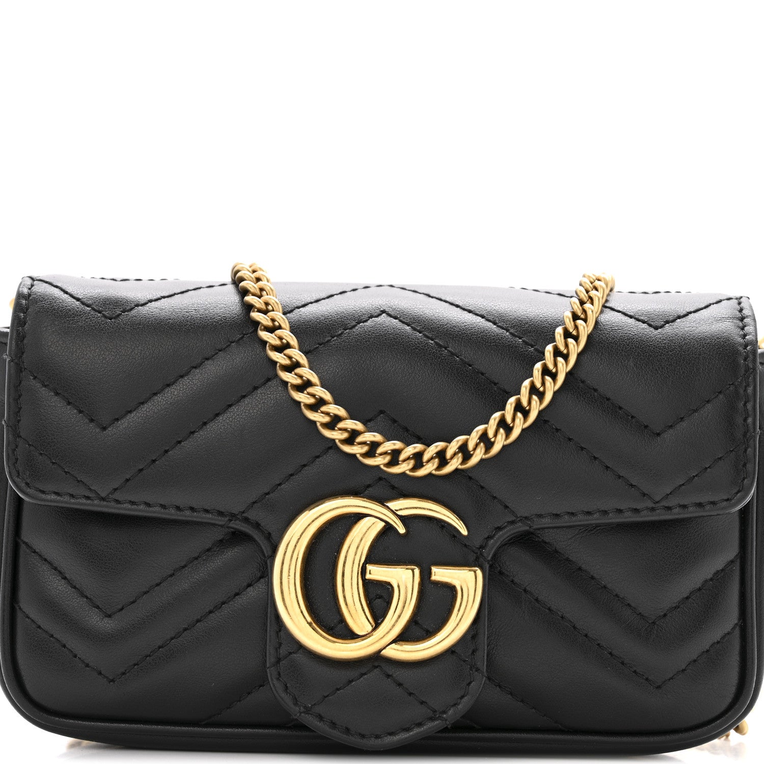 Gucci Calfskin Matelasse Super Mini GG Marmont Shoulder Bag Black 8 of 12