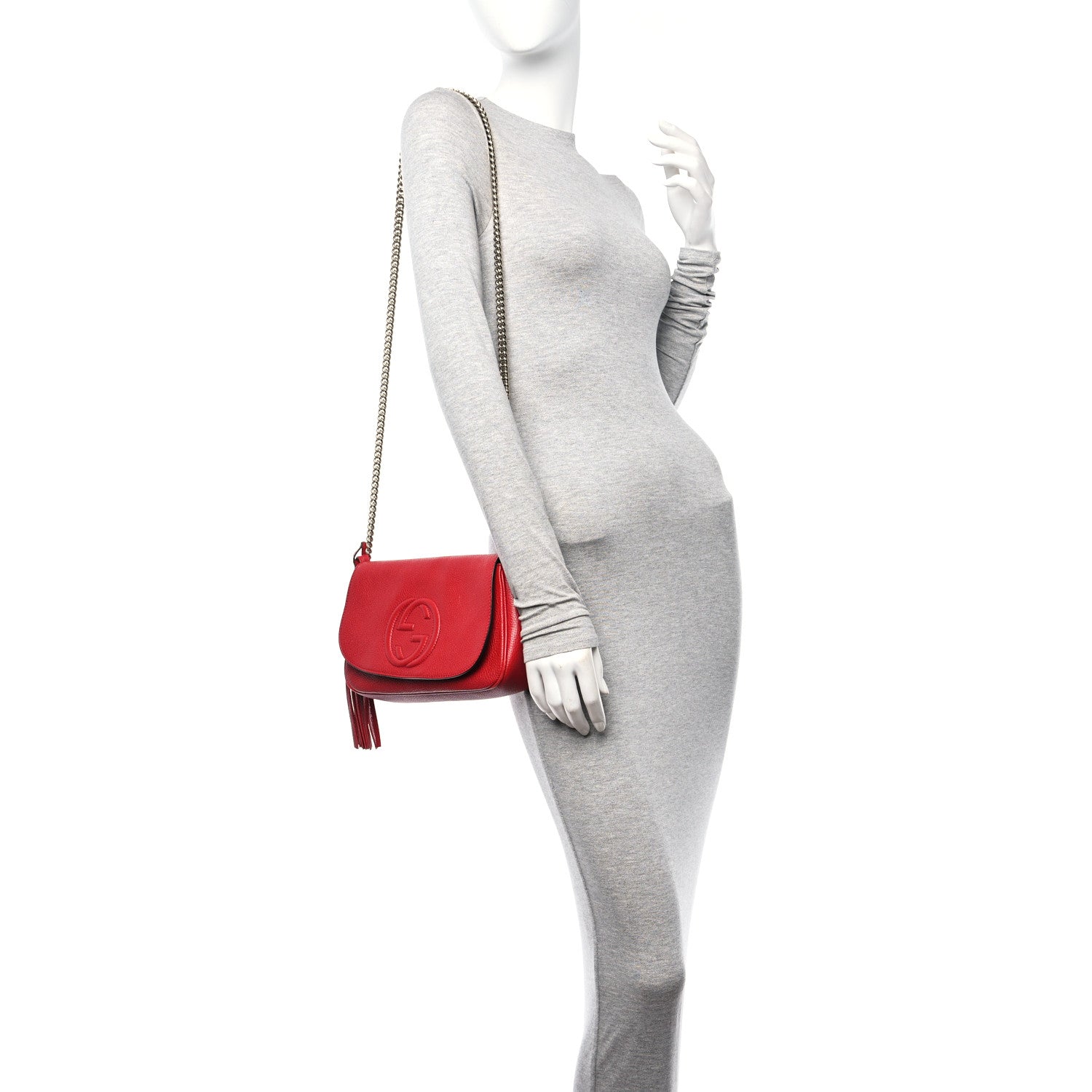 Gucci Pebbled Calfskin Medium Soho Flap Crossbody Vibrant Red 2 of 11