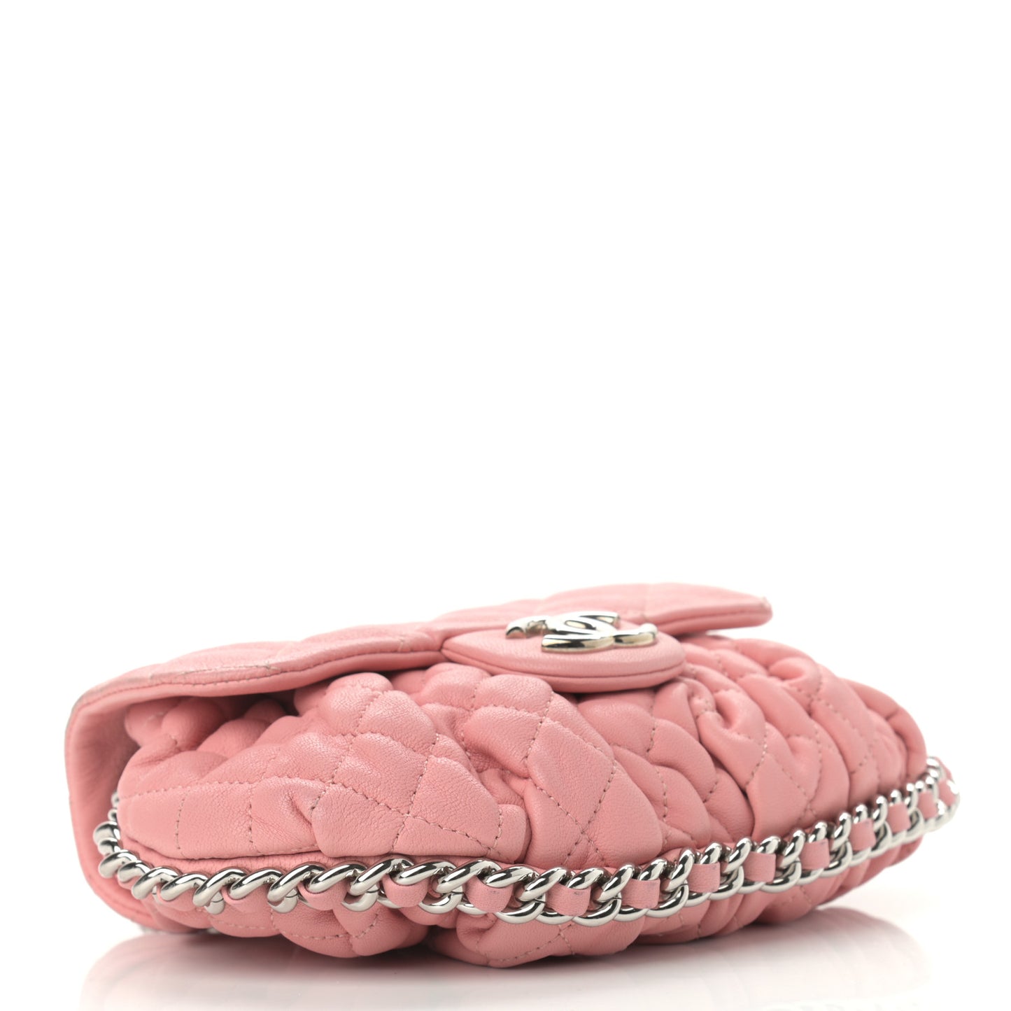 Washed Lambskin Quilted Mini Chain Around Messenger Pink