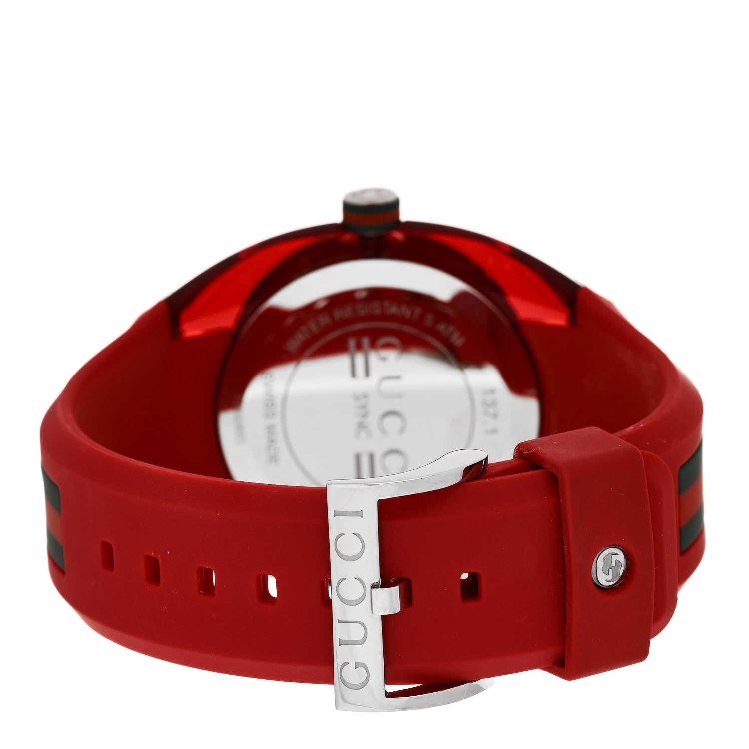 Gucci Stainless Steel Rubber 46mm Sync Web Quartz Watch Red 3 of 4
