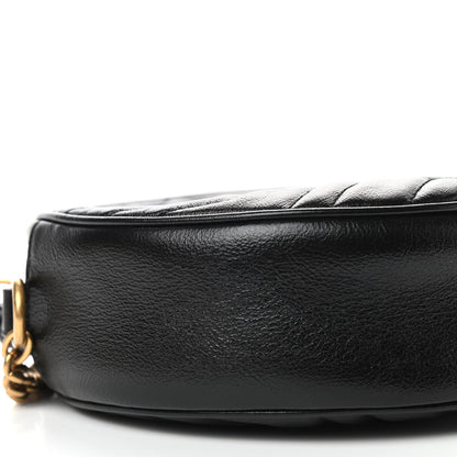 Gucci Azalea Calfskin Matelasse Heart Mini GG Marmont Round Shoulder Bag Black 6 of 9