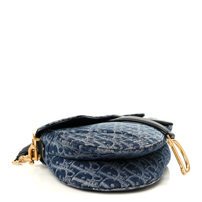 Christian Dior Denim Oblique Jacquard Saddle Bag With Strap Blue 4 of 11