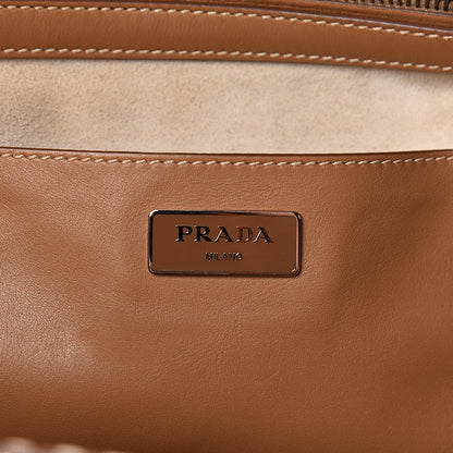 Prada City Calf Small Hand Stitched Galleria Double Zip Tote Caramel 6 of 12