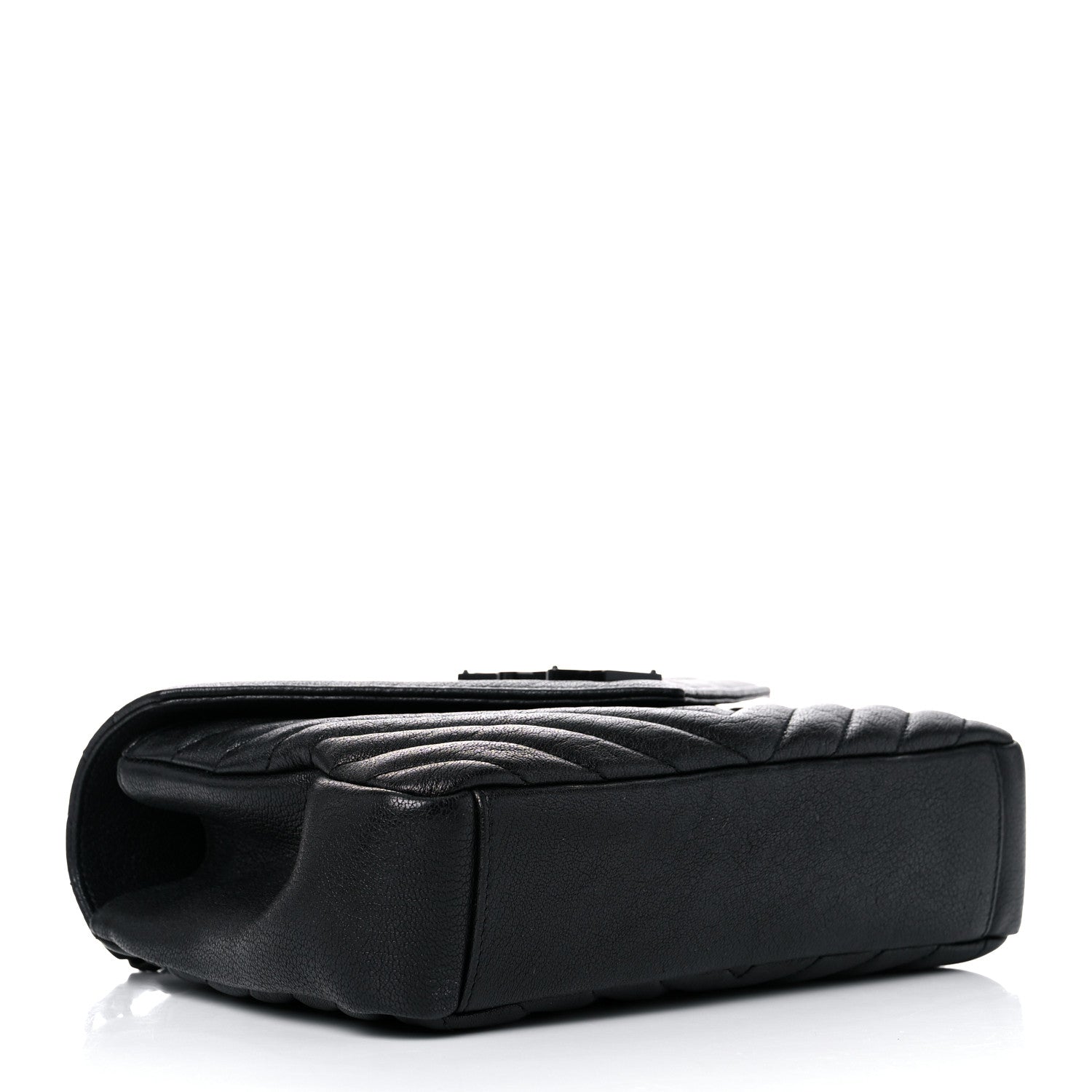 Saint Laurent Sheepskin Matelasse Chevron Monogram Monochrome Medium College Bag Black 4 of 12
