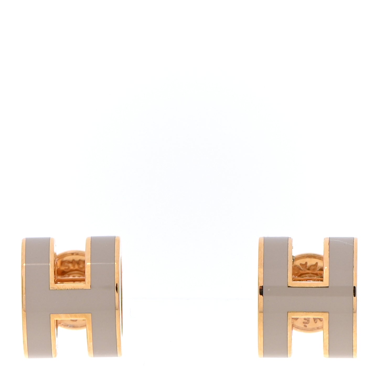 Gold Lacquered Mini Pop H Earrings Marron Glace