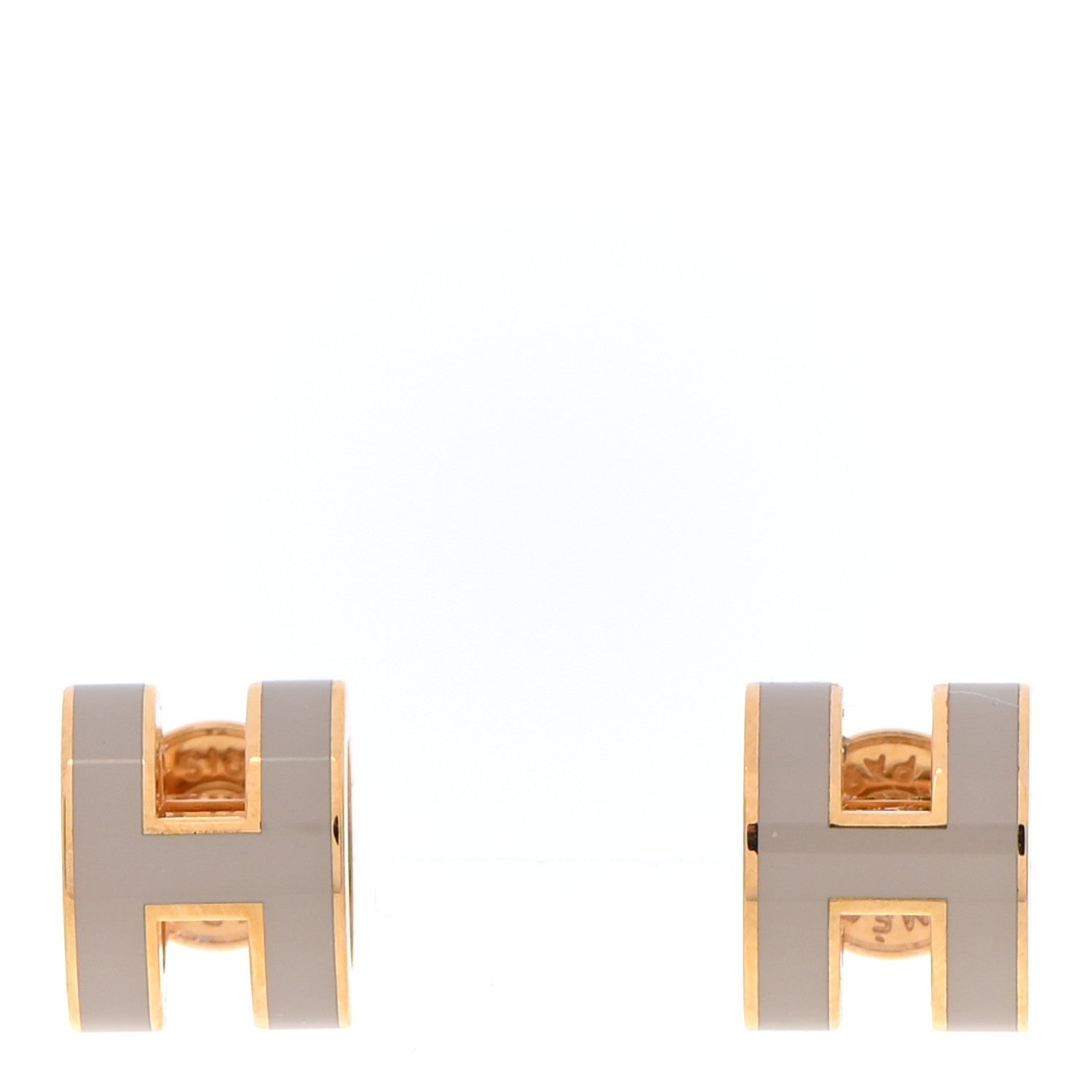 Hermes Gold Lacquered Mini Pop H Earrings Marron Glace 1 of 6