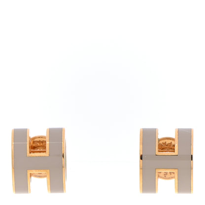 Hermes Gold Lacquered Mini Pop H Earrings Marron Glace 1 of 6
