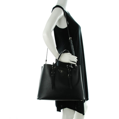 Prada Saffiano Cuir Medium Double Handle Tote Black 2 of 8