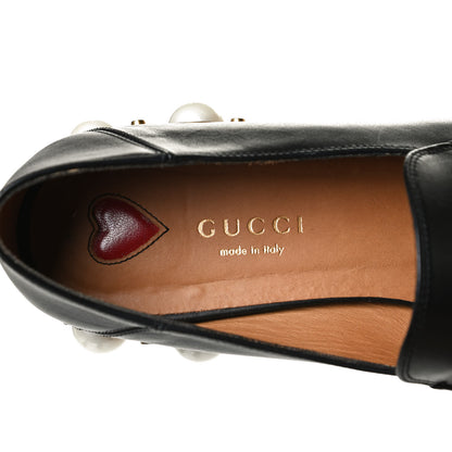 Gucci Betis Glamour Calfskin Web Pearl Embellished Peyton 35mm Loafer Pumps 36 Black 9 of 10