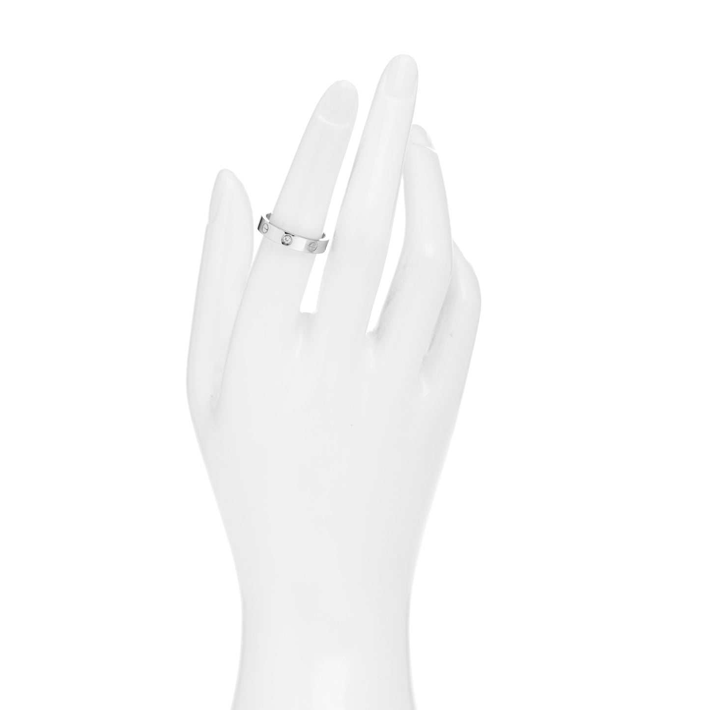 18K White Gold Diamond 4mm LOVE Wedding Band Ring 53 6.5