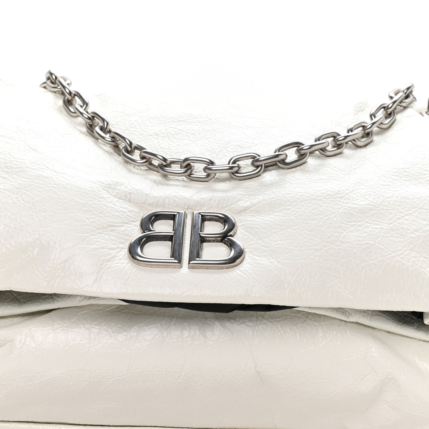 Arena Calfskin Nylon Medium Monaco Chain Shoulder Bag Optic White