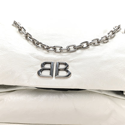 Balenciaga Arena Calfskin Nylon Medium Monaco Chain Shoulder Bag Optic White 8 of 10