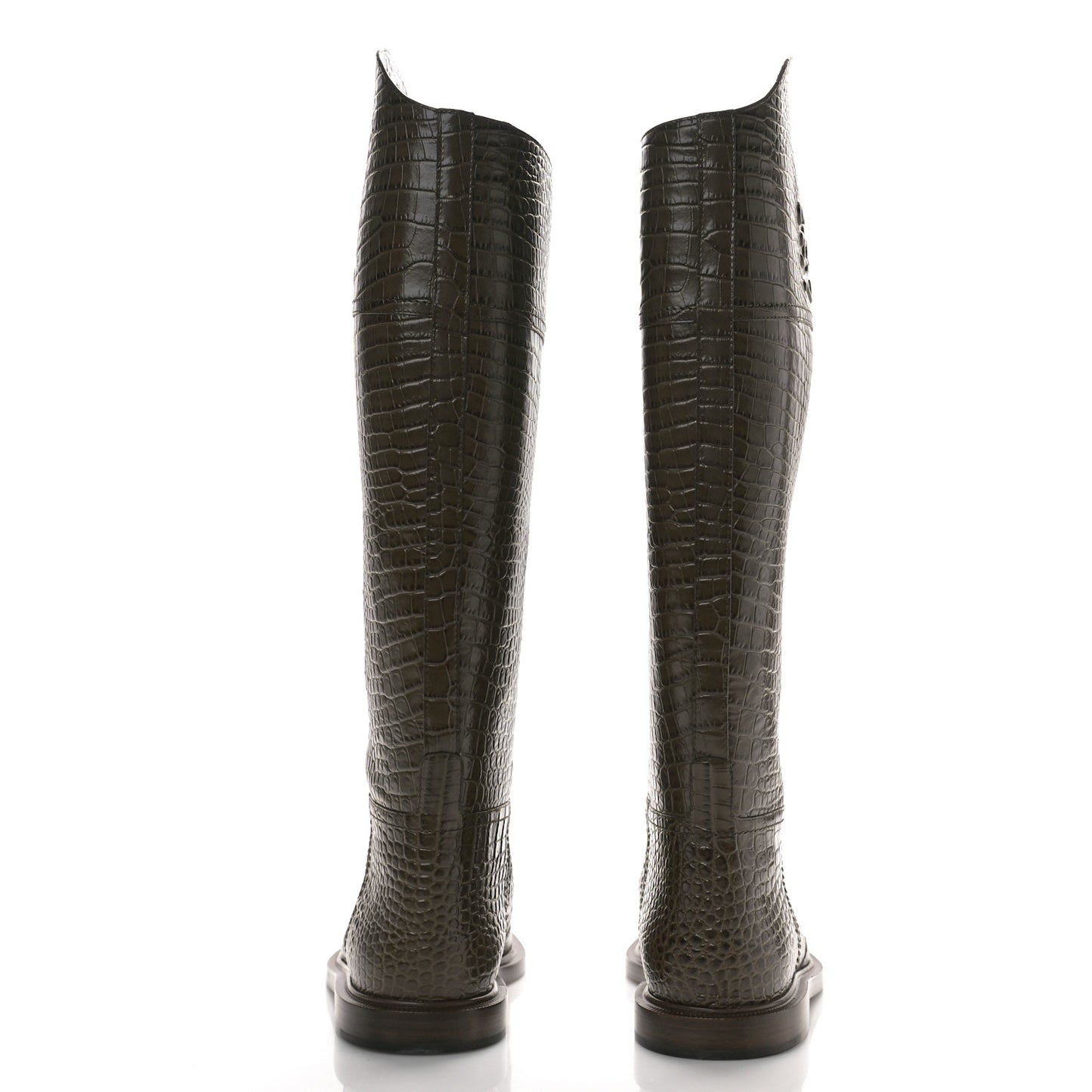 Calfskin Crocodile Embossed Karligraphy Logo Riding Boots 38 Maya