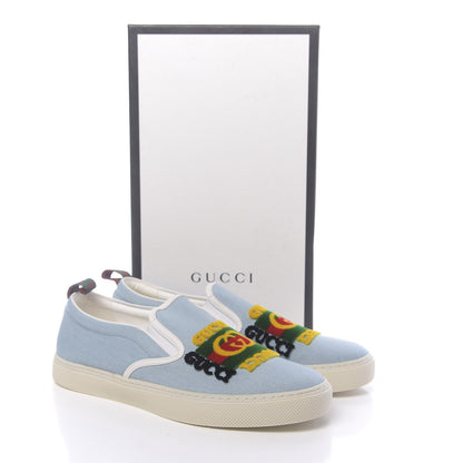 Gucci Kura Denim Logo Embroidered Mens Slip On Sneakers 11 Blue 10 of 10