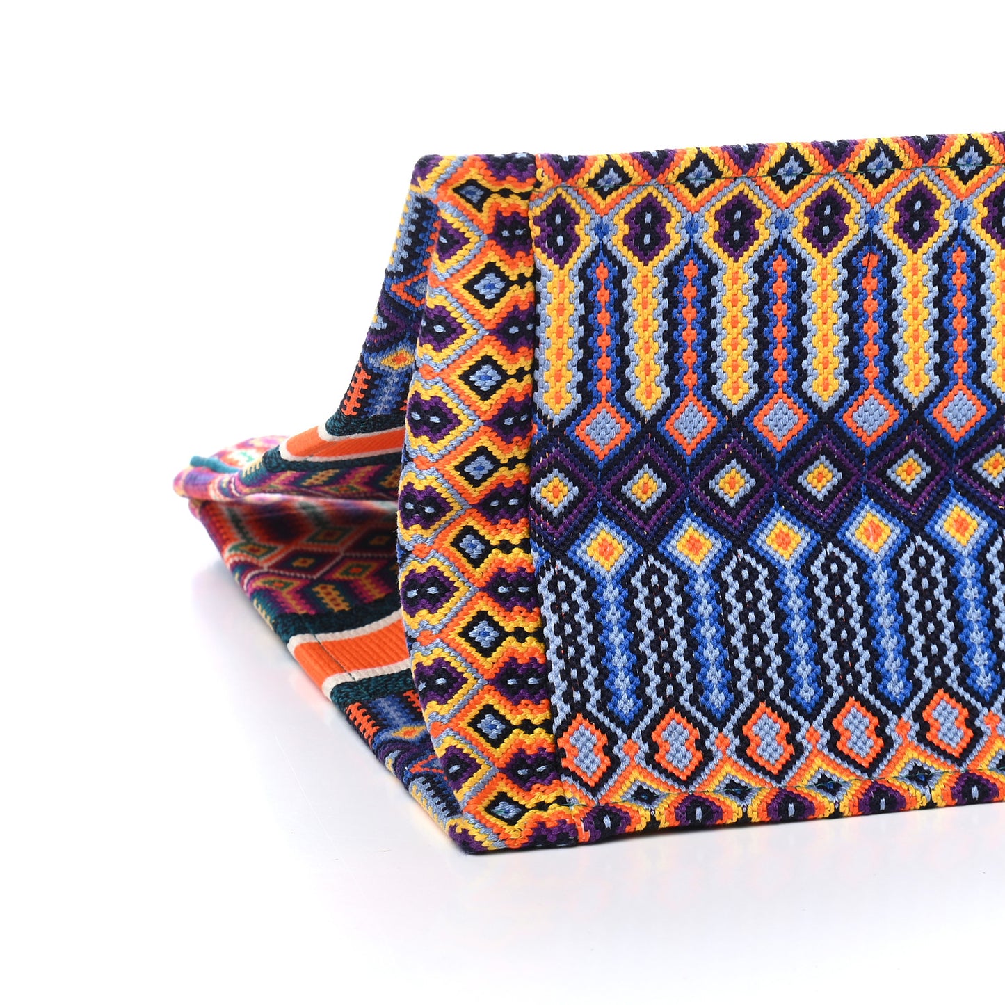 Canvas Embroidered Large Book Tote Orange Multicolor
