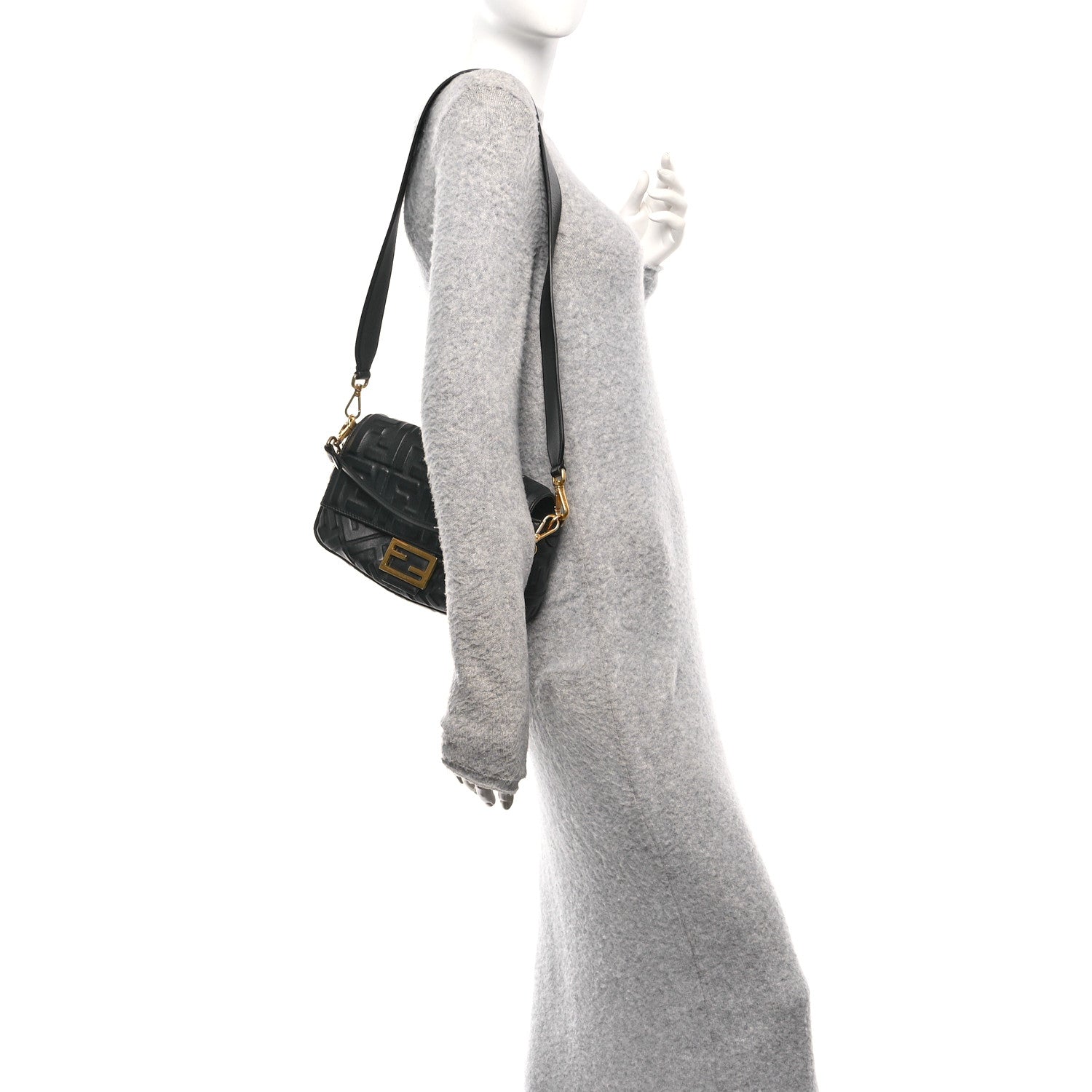 Fendi Nappa FF 1974 Embossed Baguette Black 2 of 11