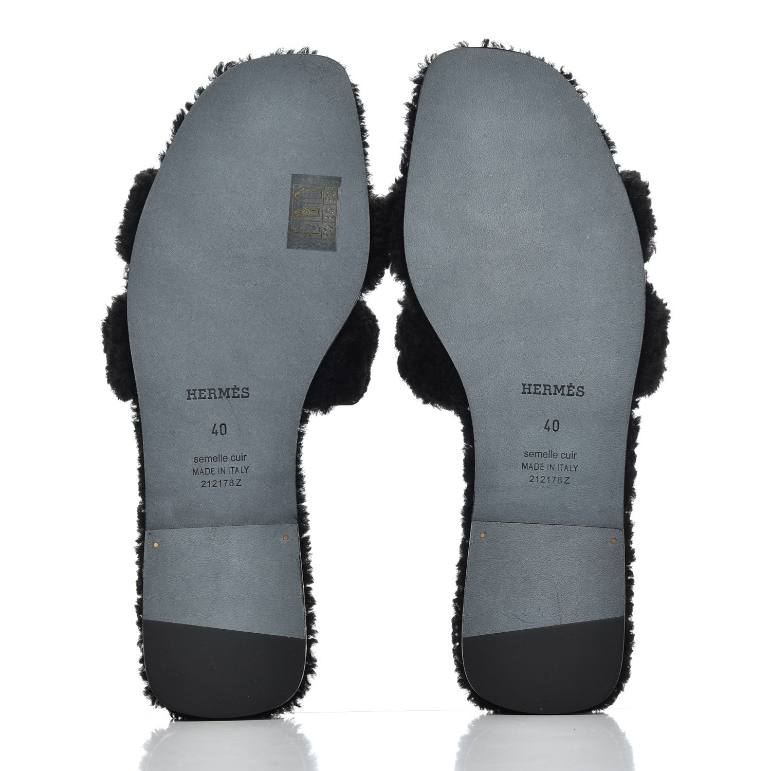 Hermes Woolskin Oran Sandals 40 Black 5 of 13
