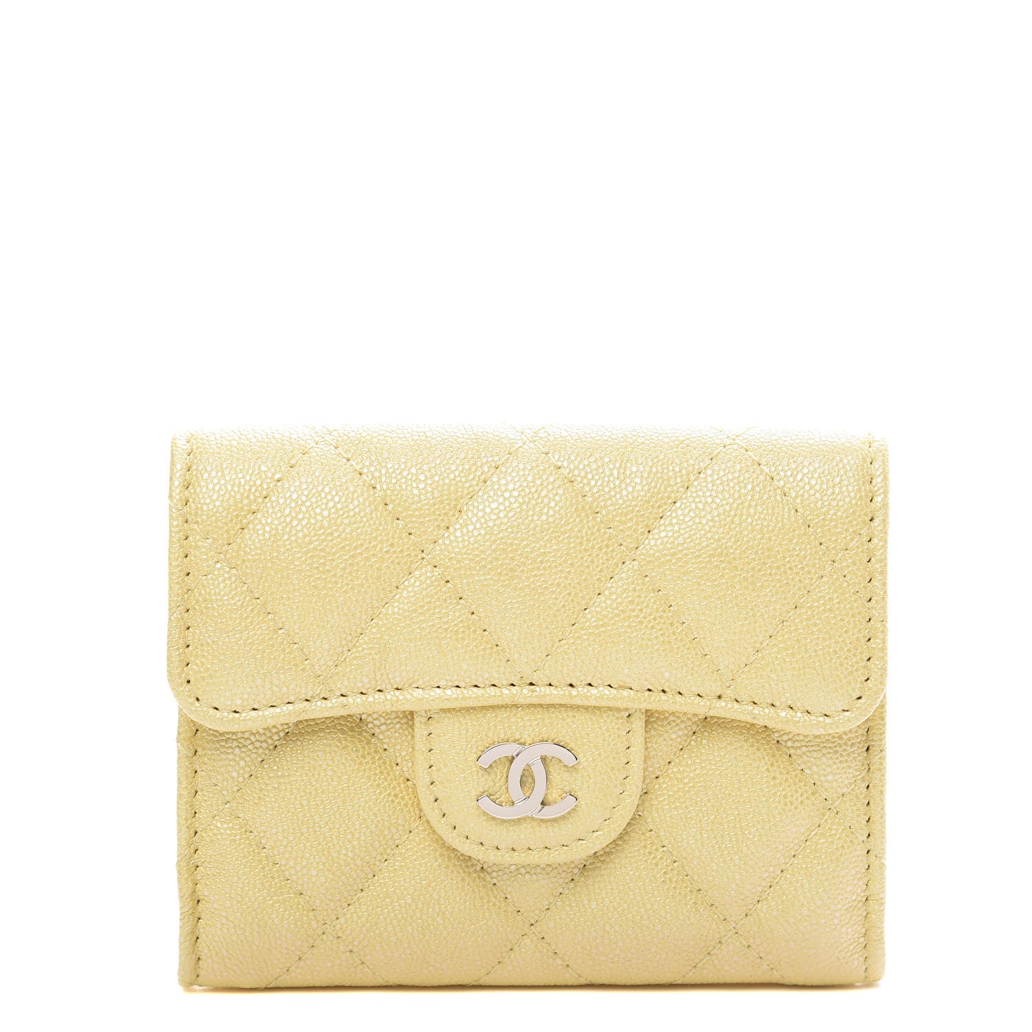 Chanel Iridescent Caviar Quilted Flap Card Holder Wallet Yellow 1 of 10