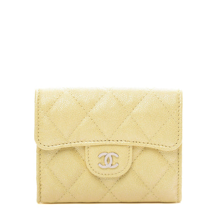 Chanel Iridescent Caviar Quilted Flap Card Holder Wallet Yellow 1 of 10