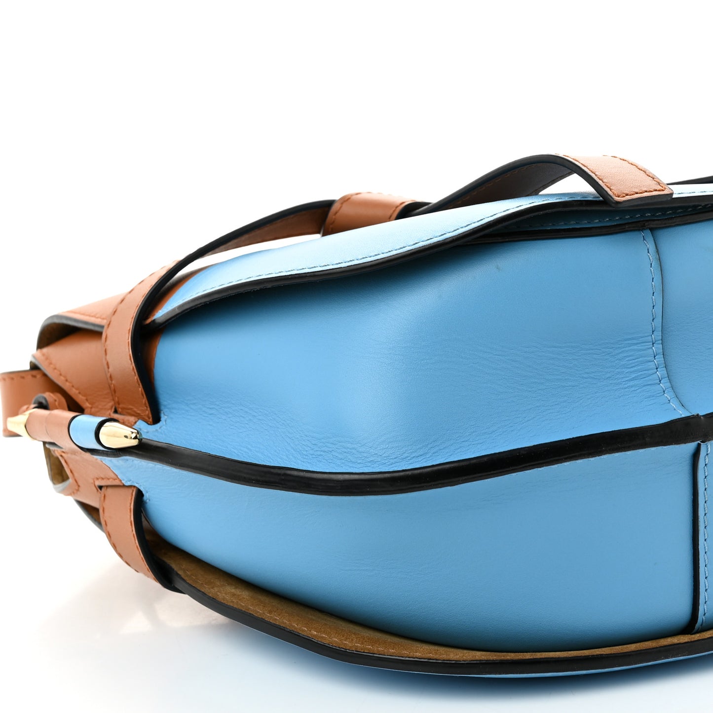 Calfskin Small Gate Crossbody Bag Tan Sky Blue