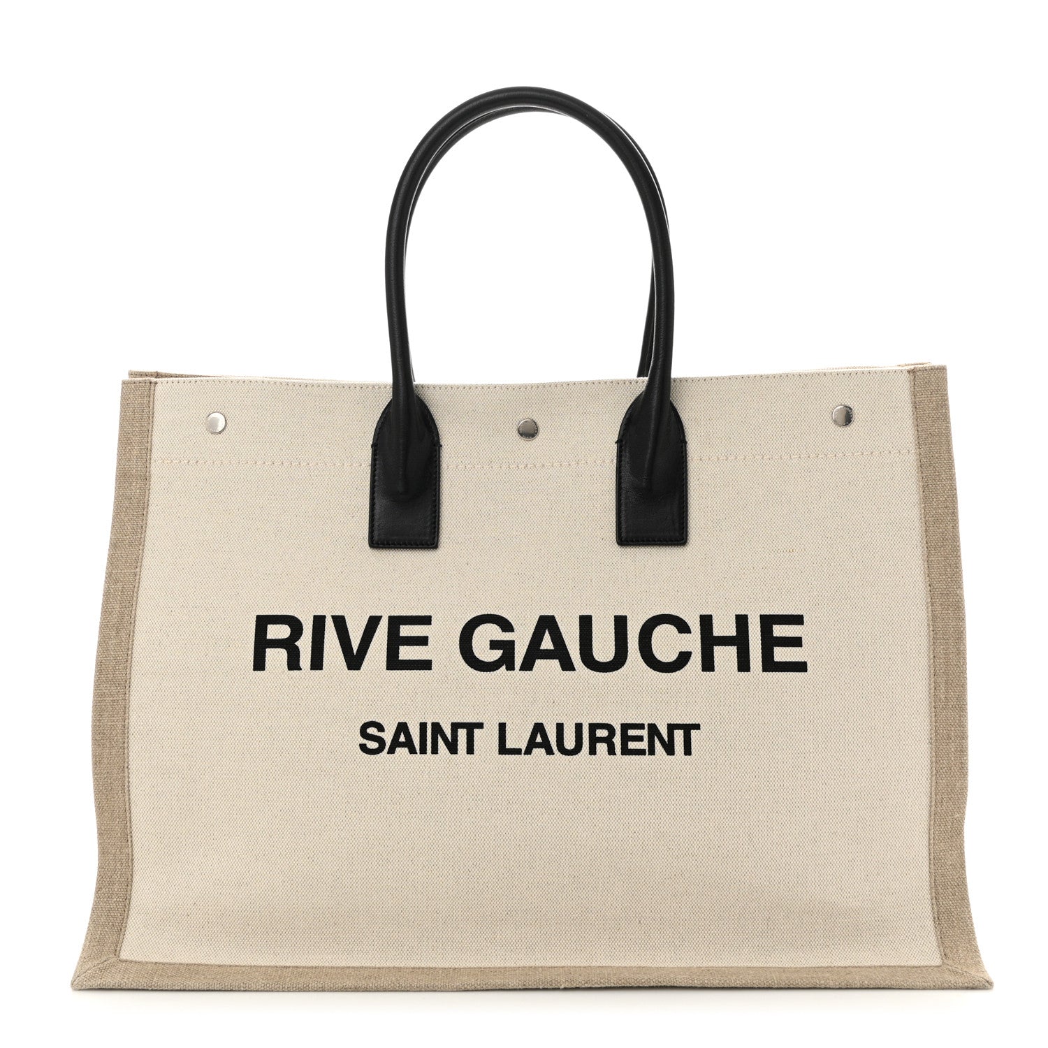 Saint Laurent Linen Calfskin Rive Gauche Tote Optic White 1 of 10