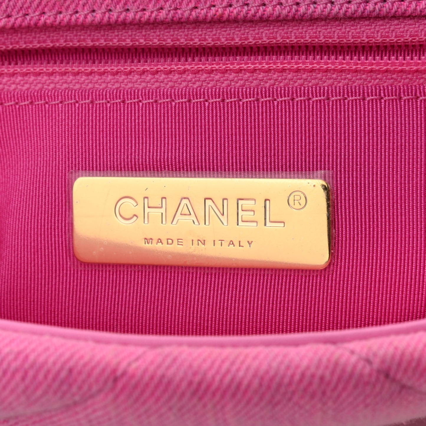 Denim Quilted Medium Chanel 19 Flap Neon Pink