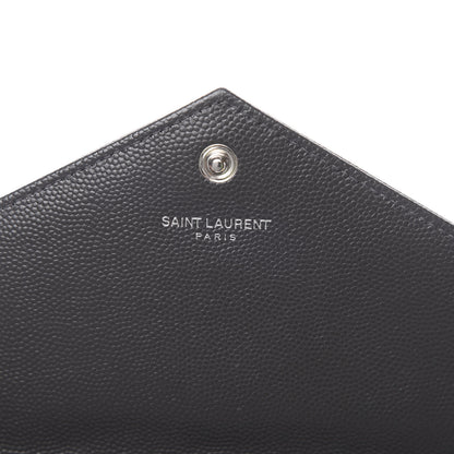 Saint Laurent Grain De Poudre Matelasse Chevron Monogram Envelope Chain Wallet Coal 6 of 11