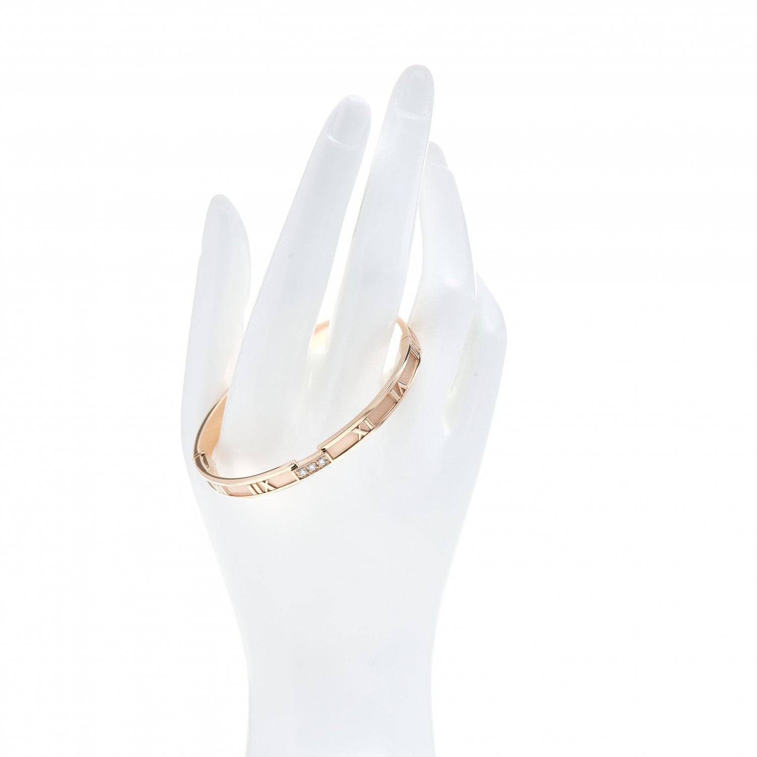Tiffany 18K Rose Gold Diamond Atlas Closed Hinged Bangle Bracelet 2 of 5