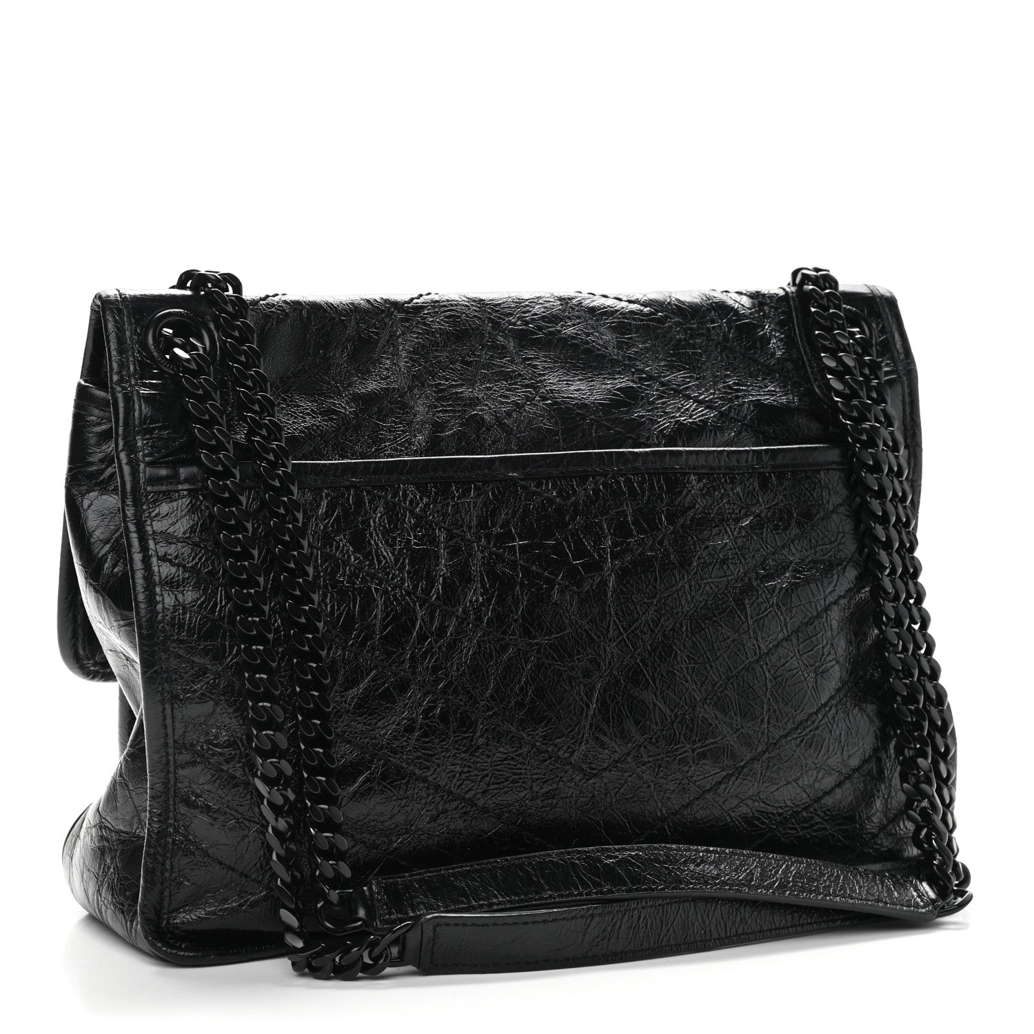 Saint Laurent Crinkled Calfskin Matelasse Monogram Medium Niki Chain Satchel Black 3 of 10