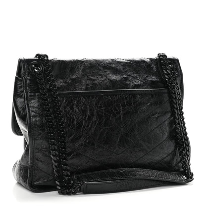 Saint Laurent Crinkled Calfskin Matelasse Monogram Medium Niki Chain Satchel Black 3 of 10