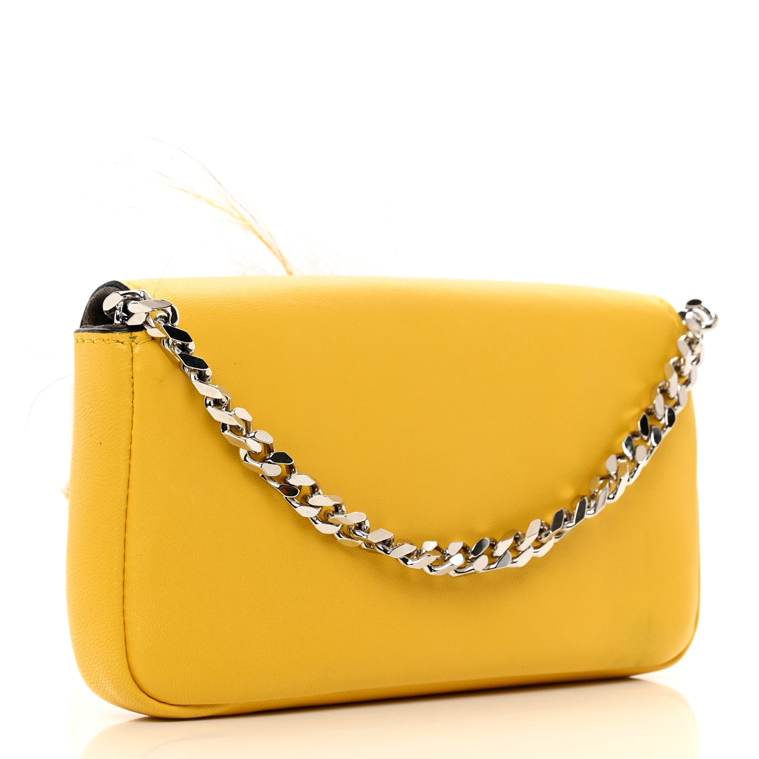 Fendi Nappa Rabbit Fox Fur Micro Buggie Baguette Sunflower 3 of 6