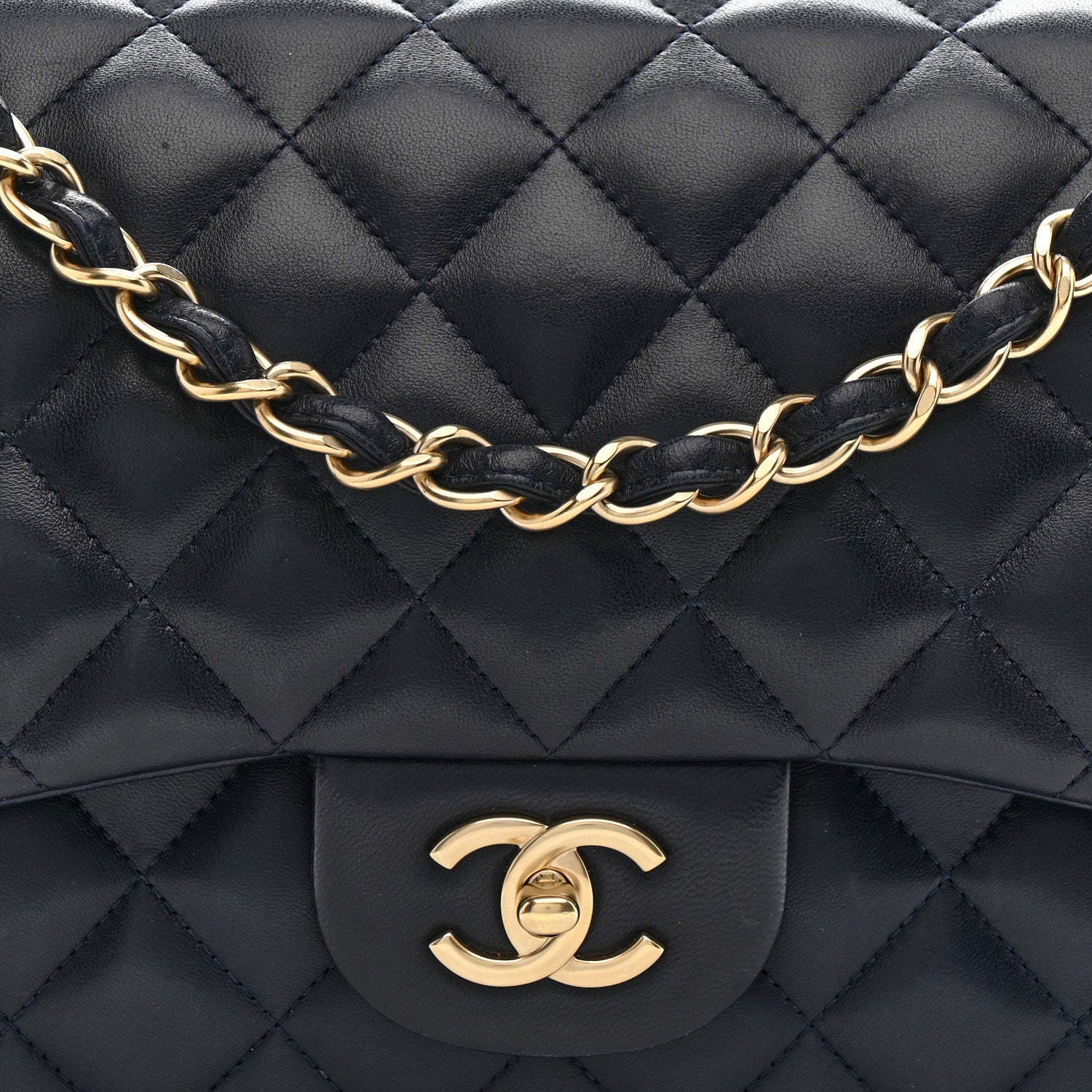 Chanel Lambskin Quilted Jumbo Double Flap Navy 8 of 12