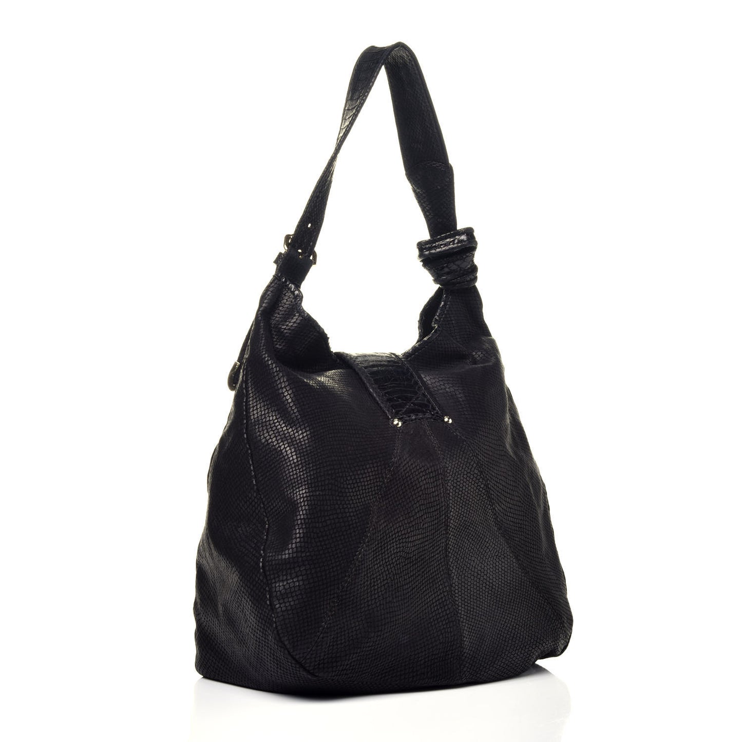 Snakeskin Embossed Calfskin Rahmyn Black