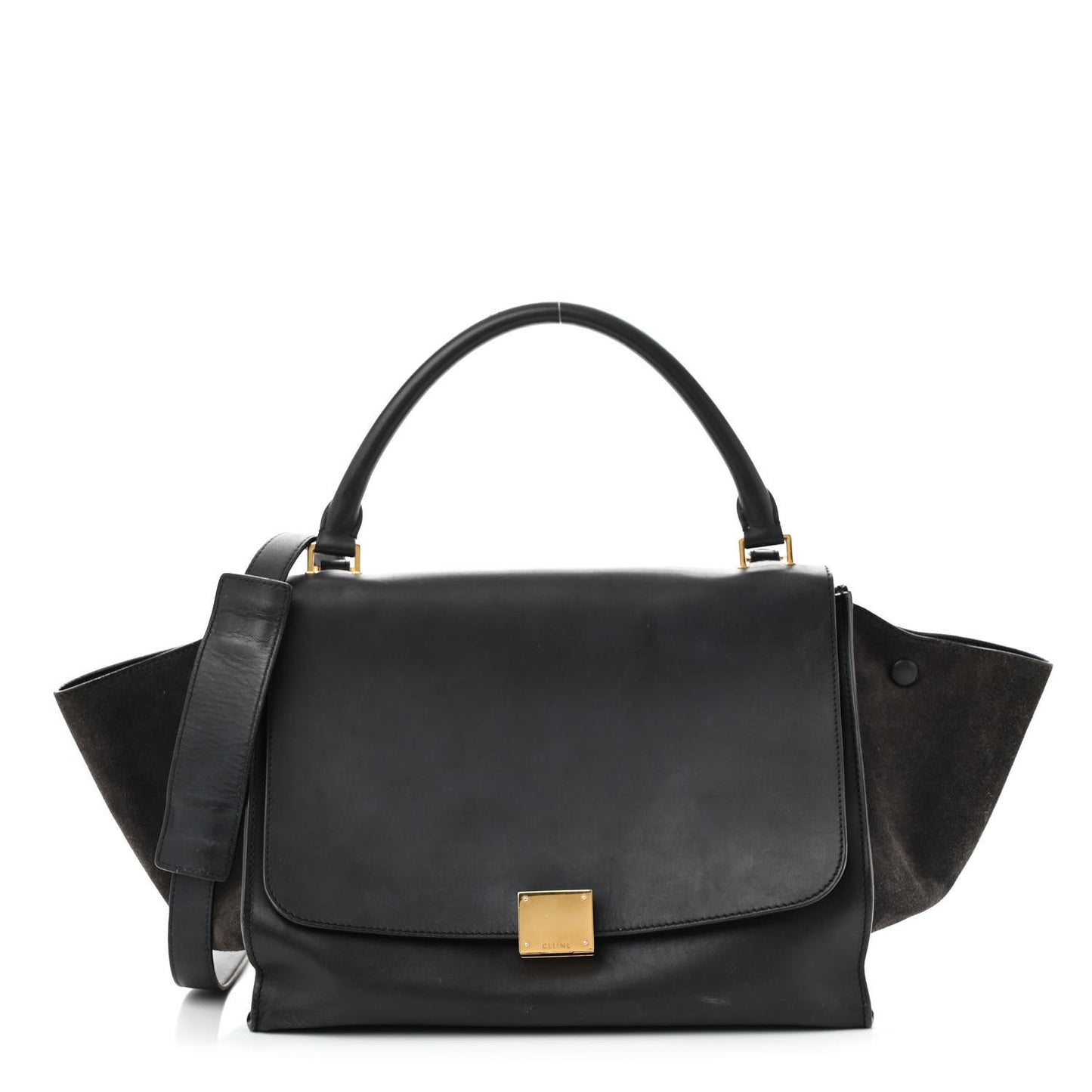 Smooth Calfskin Suede Medium Trapeze Blue Black