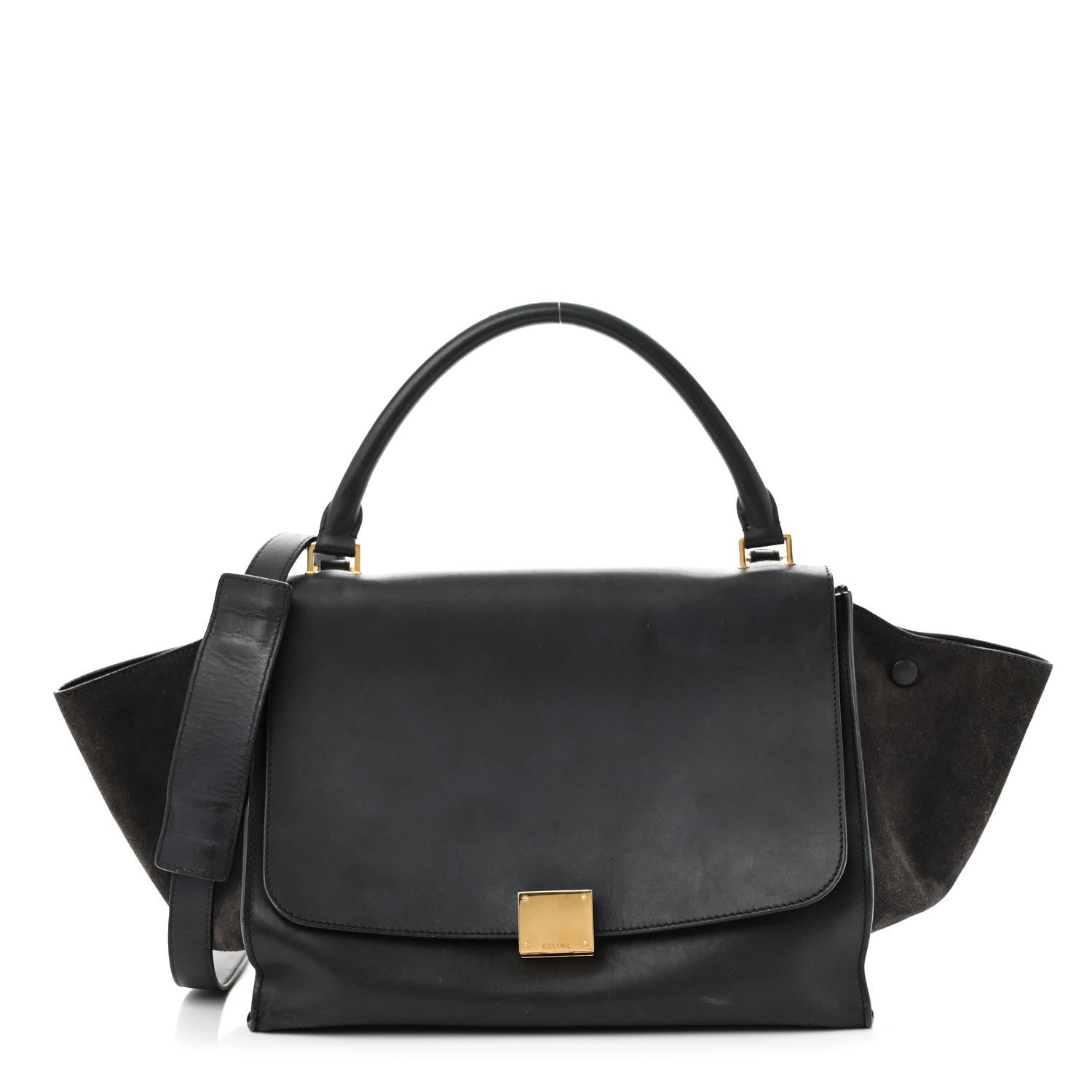 Celine Smooth Calfskin Suede Medium Trapeze Blue Black 1 of 18