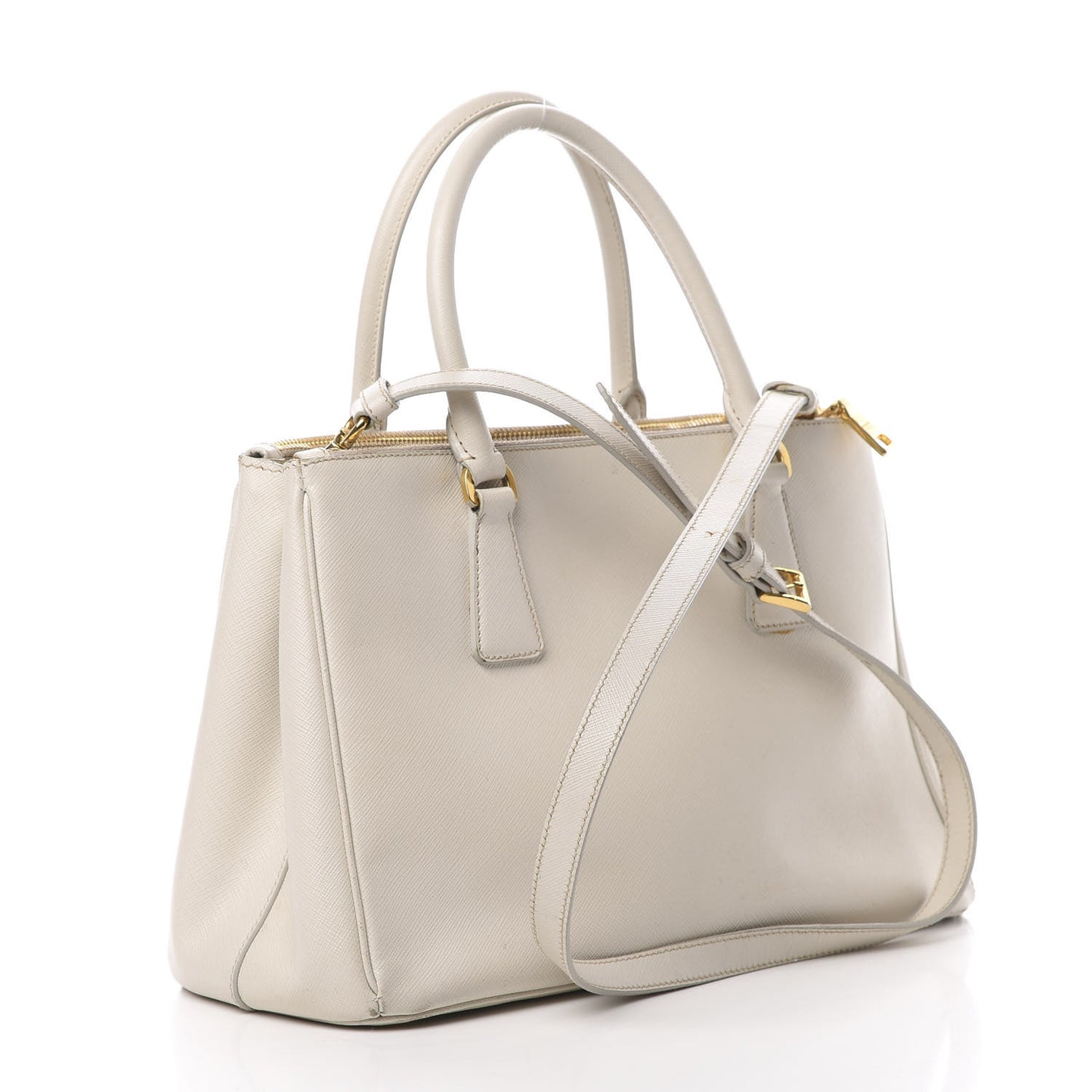 Saffiano Small Galleria Double Zip Tote Talco