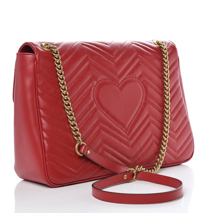 Gucci Calfskin Matelasse Large GG Marmont Shoulder Bag Hibiscus Red 3 of 9