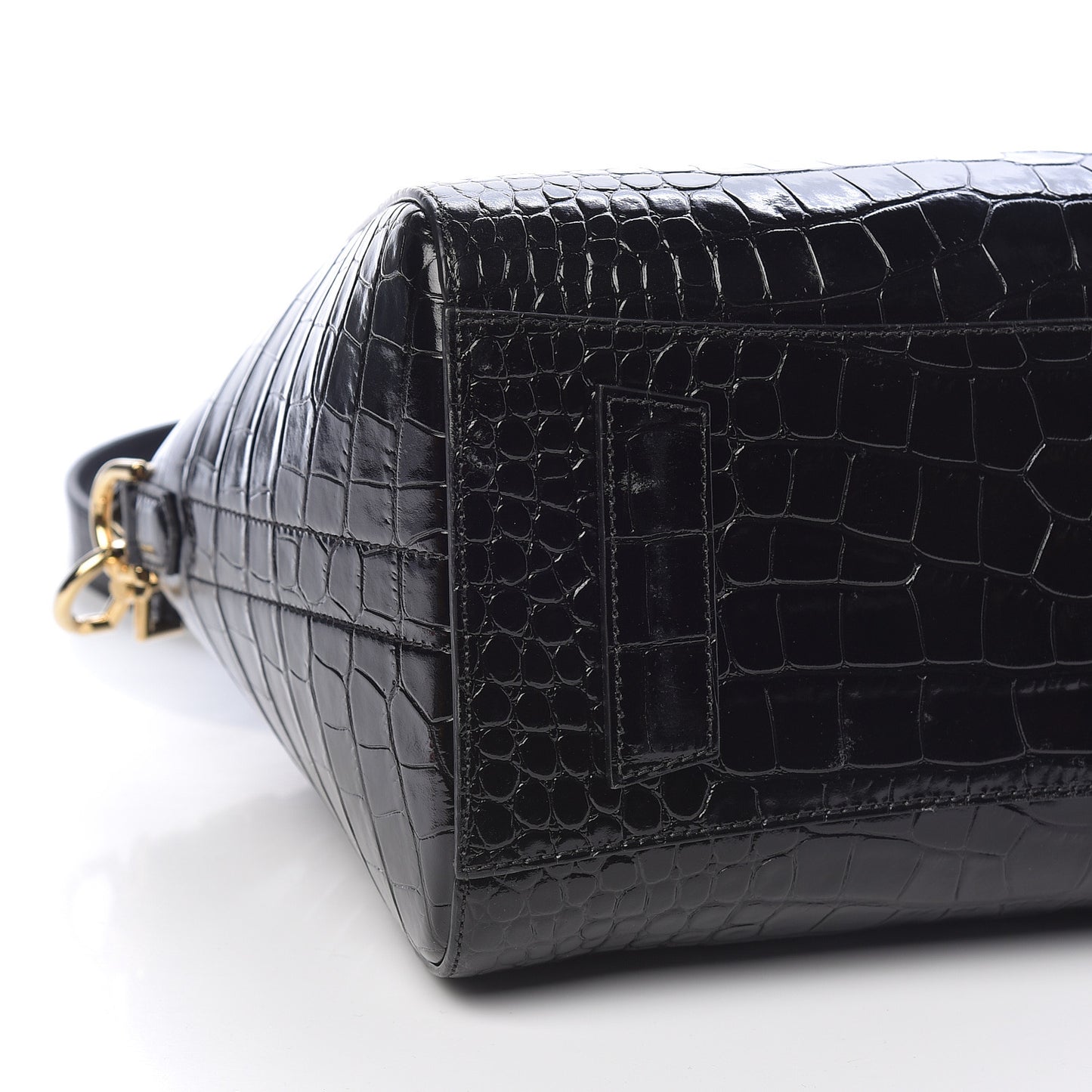 Calfskin Crocodile Embossed Small Antigona Black