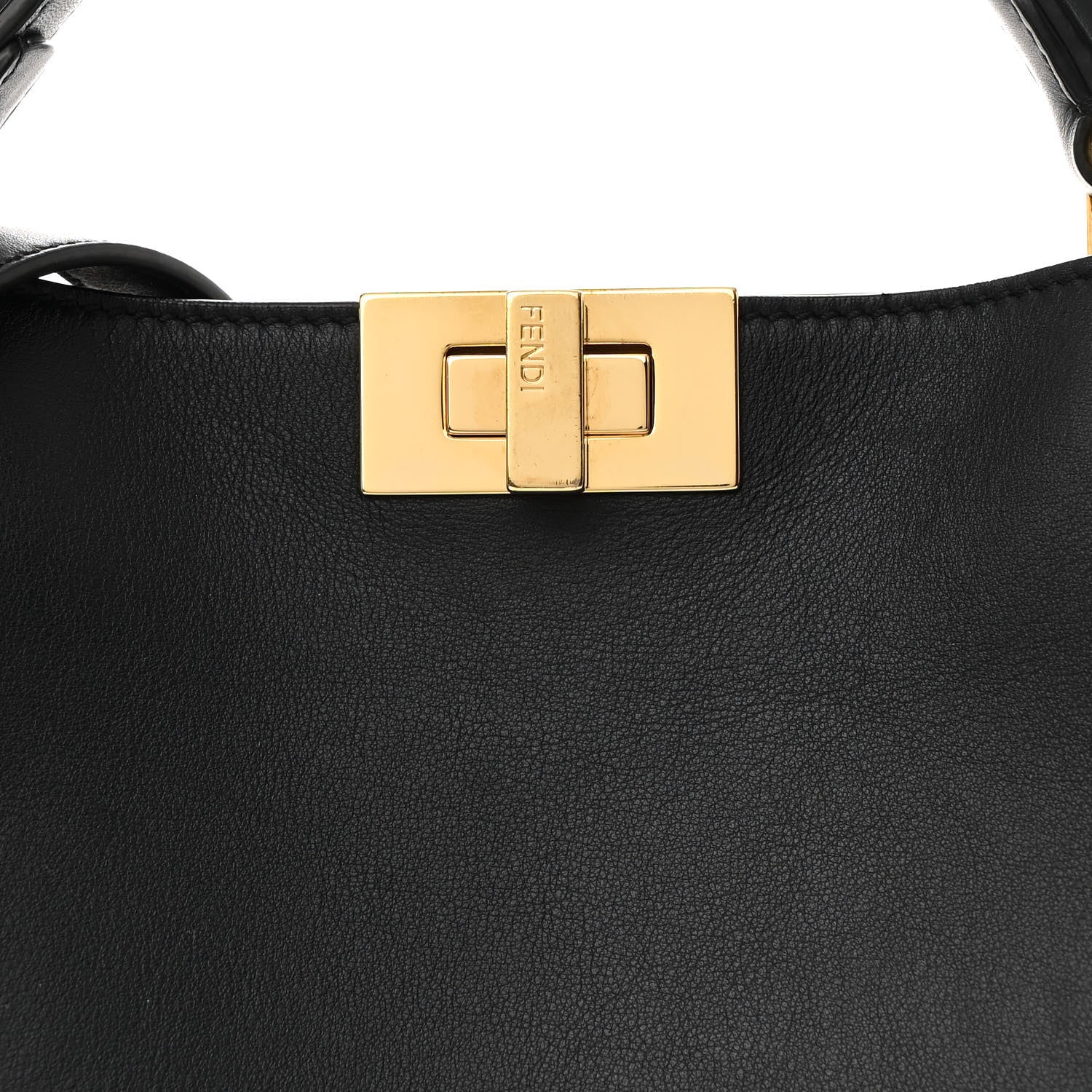 Fendi Vitello Tahiti Burro Medium Peekaboo Iconic Essentially Satchel Black Corda 9 of 14