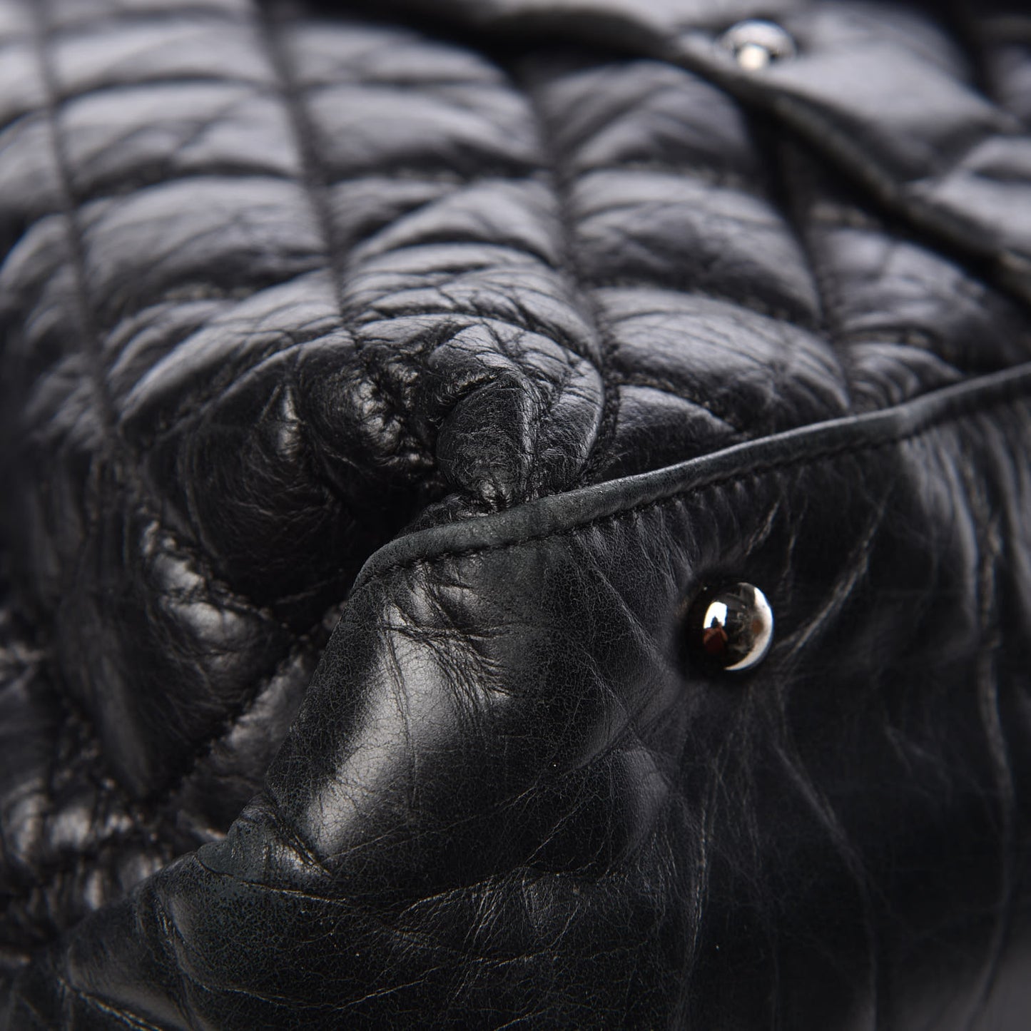 Aged Calfskin Vintage Ligne XL Lady Braid Tote Black