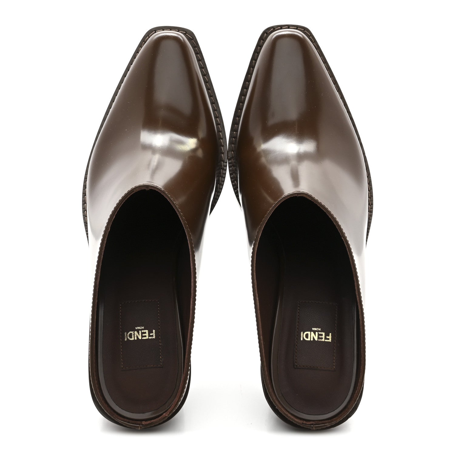 Fendi Vitello Abrasivato FF Cut Mules 37 Cuoio 2 of 9
