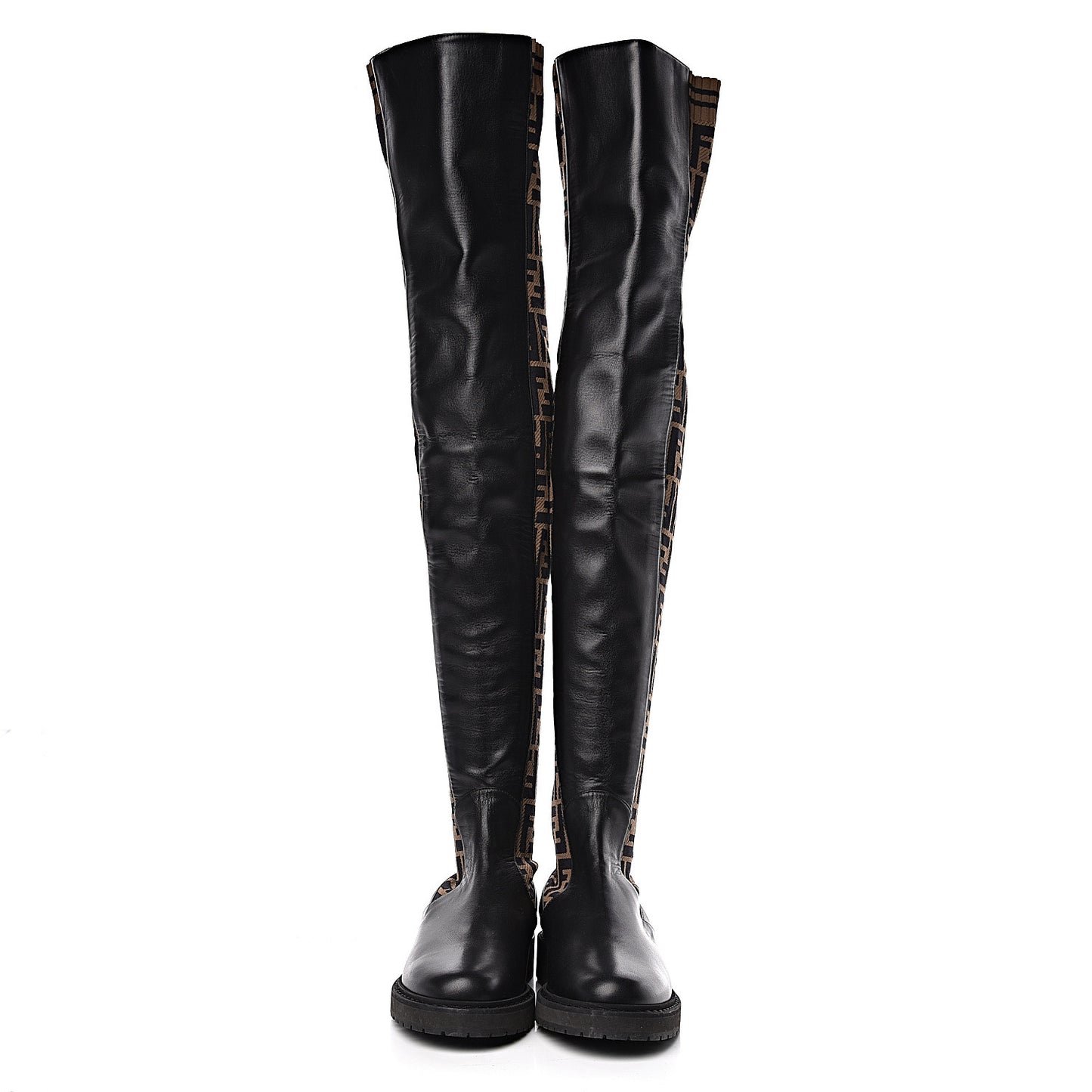 Nappa Microfiber Fabric FF Rockoko Thigh High Boots 37 Black Tobacco