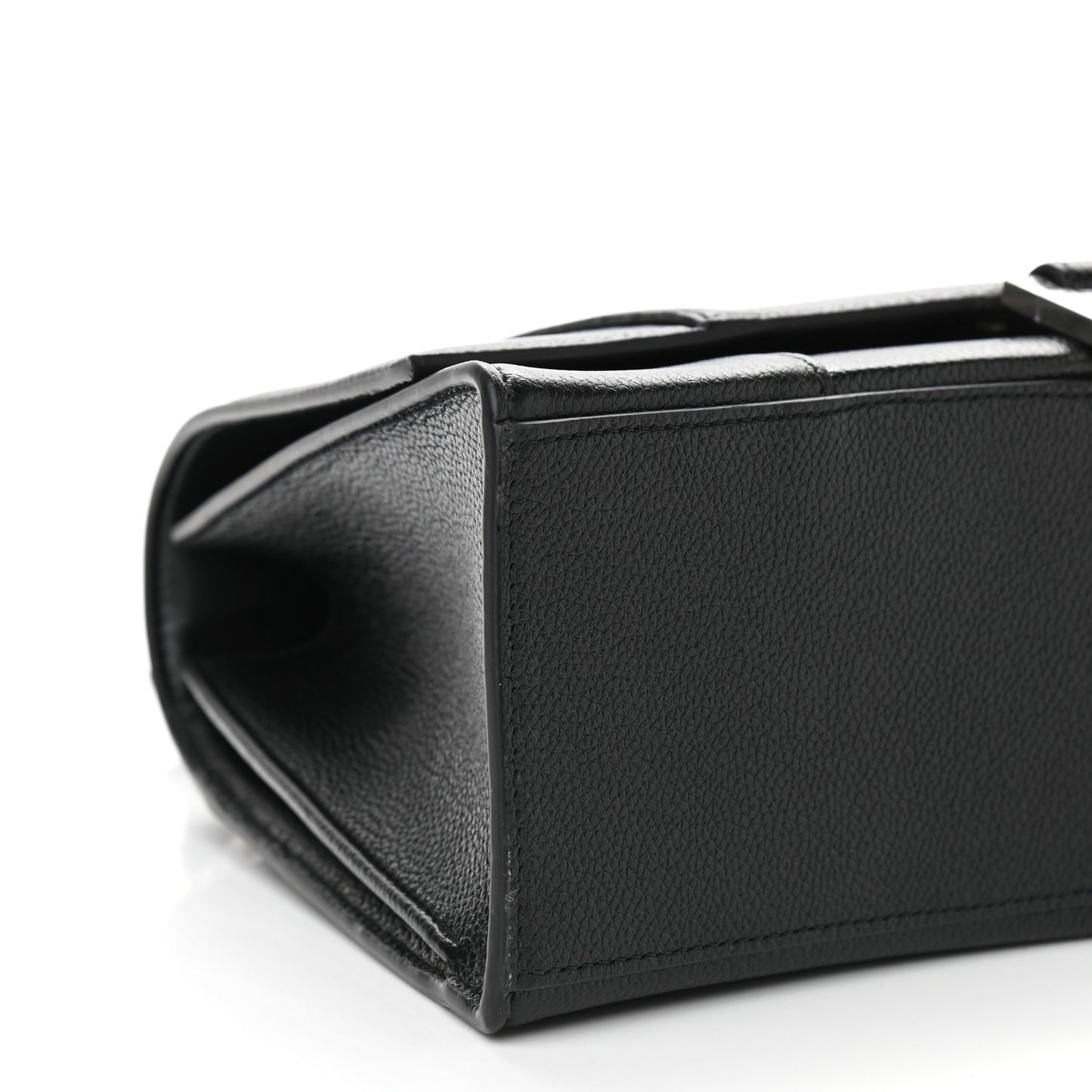 Grained Calfskin Medium Hourglass Top Handle Bag Black
